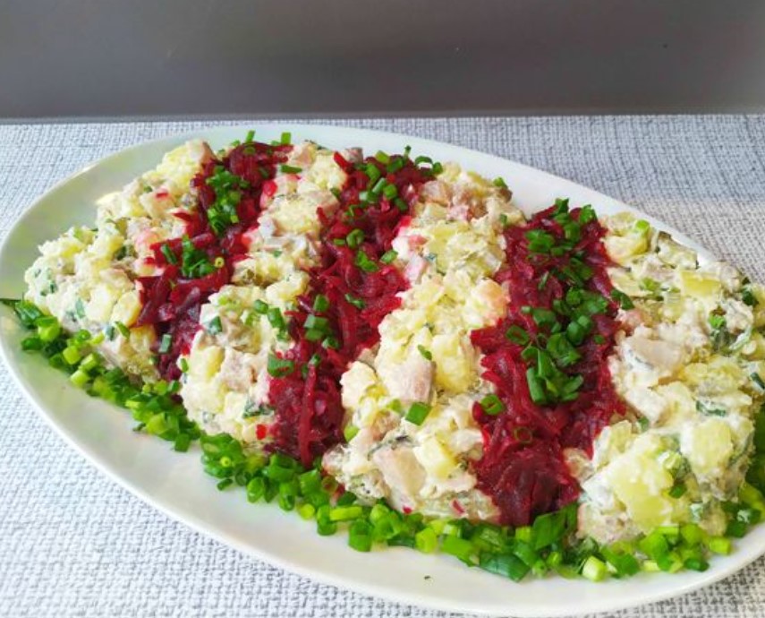 Striped Salad with Herring and Beetroot