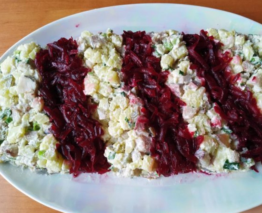 Striped Salad with Herring and Beetroot step 10