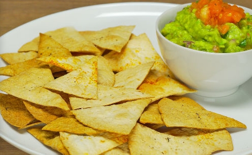 Nachos Chips and Guacamole Sauce
