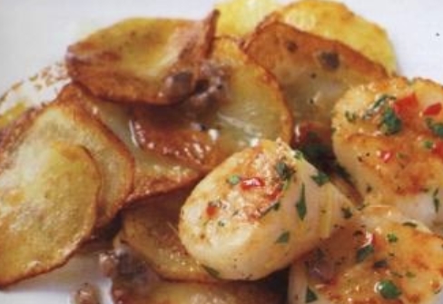Scallops with Potatoes and Anchovy Sauce