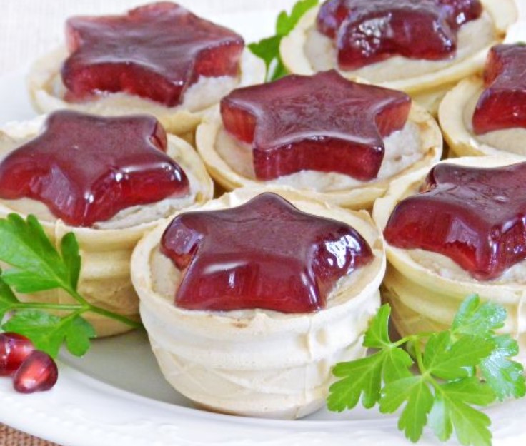 Tartlets with Liver Pate and Pomegranate Jelly