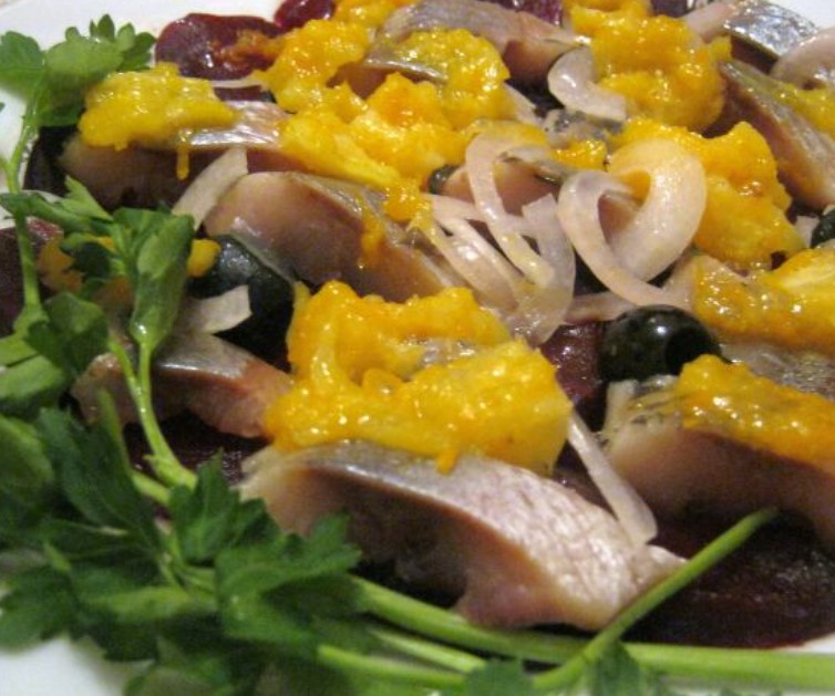 Herring and Beet Salad with Orange Sauce