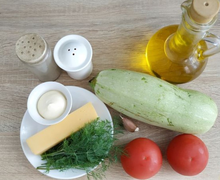 Fried Zucchini Appetizer with Tomatoes and Cheese step 1