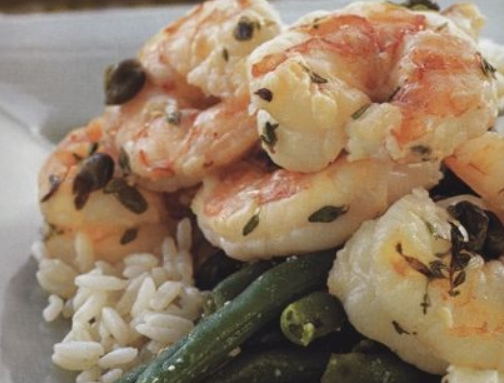 Shrimp with Capers, Garlic and Rice