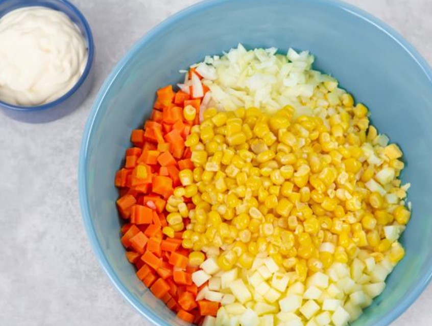 Carrot, Apple, Corn and Egg Salad step 7