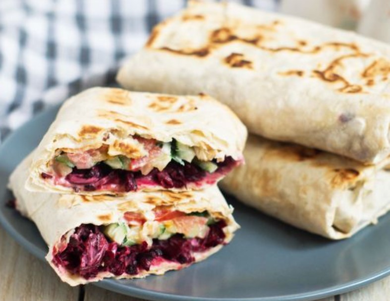 Lavash Envelopes Stuffed with Hibiscus and Vegetables
