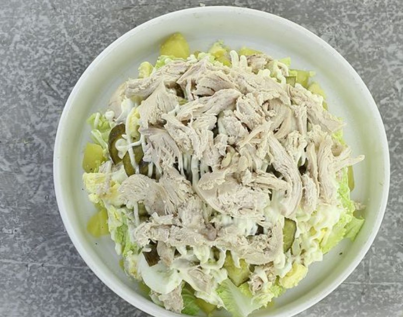 Salad with Chicken, Potatoes, Chinese Cabbage and Pickles step 17