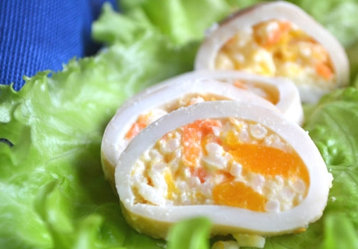 Squid Stuffed with Pumpkin and Rice