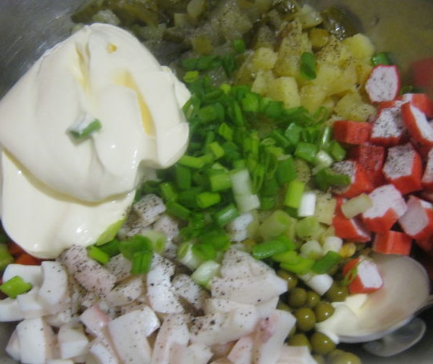 Salad a la “Olivier” of Squid and Crab Sticks step 11