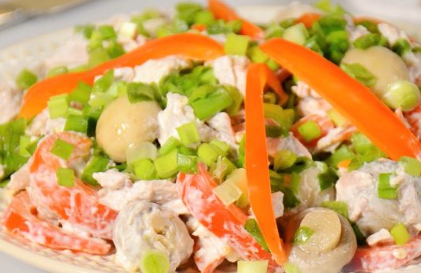 Pork Salad with Pickled Mushrooms