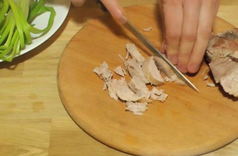 Pork Salad with Pickled Mushrooms step 1