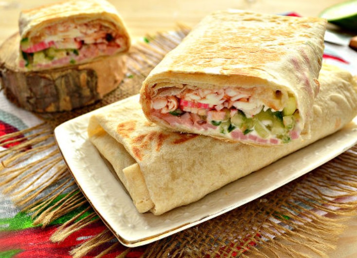 Shawarma with Sausage and Crab Sticks