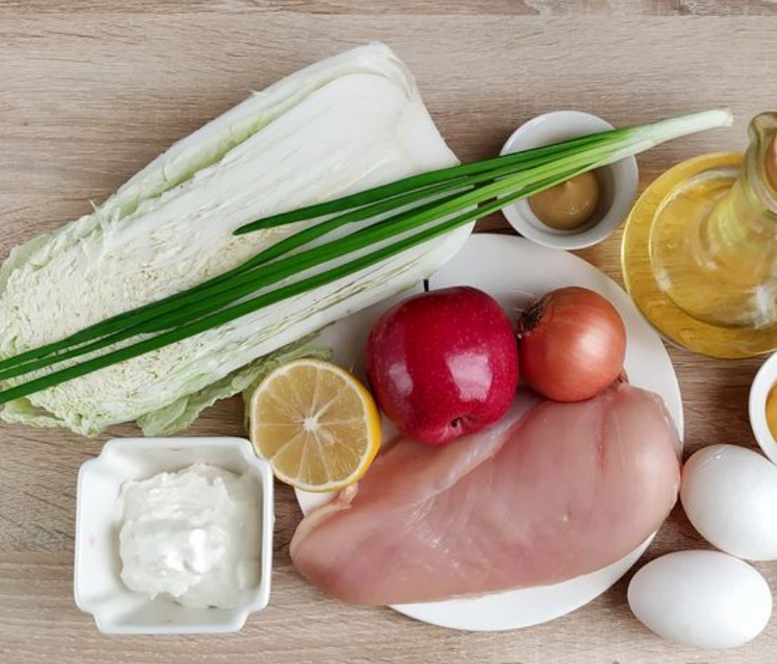Chicken, Chinese Cabbage and Apple Salad step 1