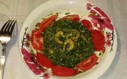 Shrimp with Funchose and Spinach