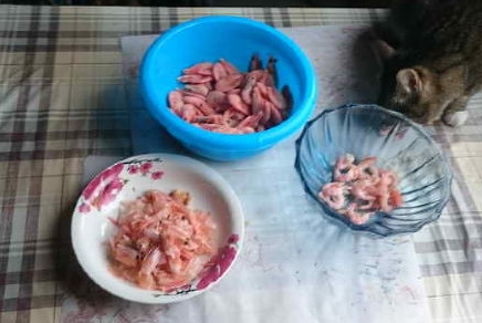 Shrimp with Funchose and Spinach step 1