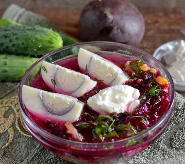 Cold Beetroot with Corn and Cucumber