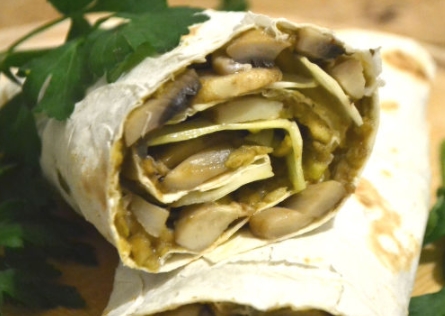 Lavash Roll with Mushrooms and Avocado
