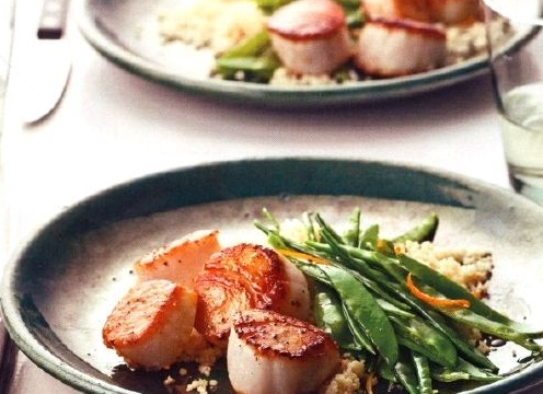 Scallops with Green Peas and Couscous