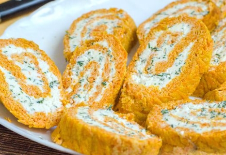 Carrot Snack Roll with Cream Cheese and Herbs