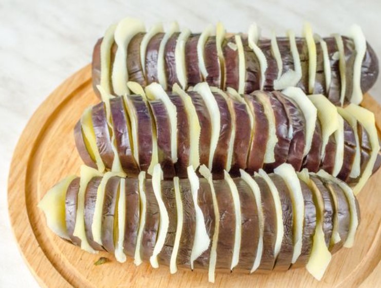 Baked Eggplant “Accordion” with Potatoes, Cheese Crust step 10