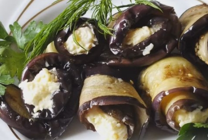 Eggplant Rolls with Cheese Filling
