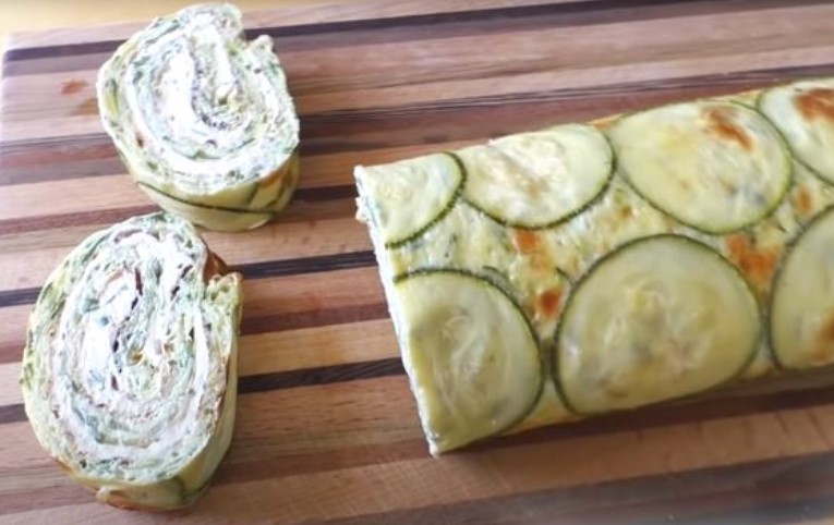 Zucchini Snack Roll with Cheese and Curd Filling