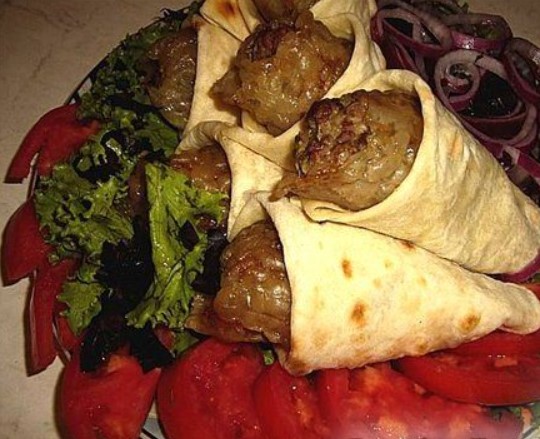 Lula-Kebab in Lavash (in Alma-Ata)