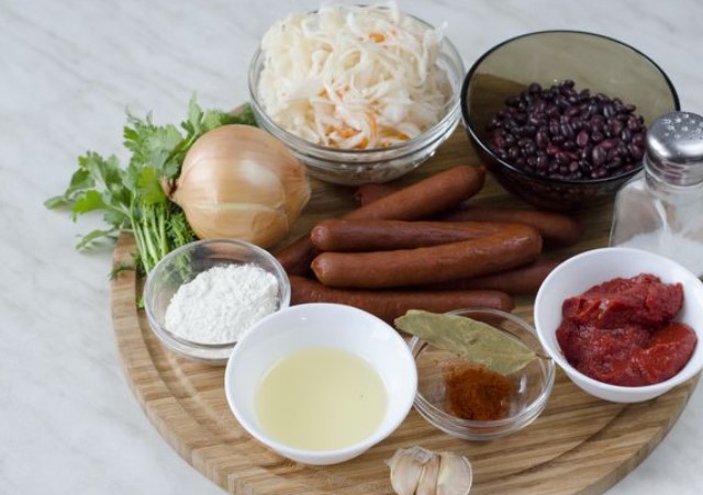 Cabbage with Beans and Sausages step 1
