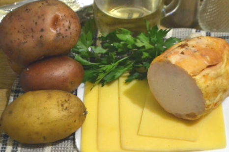 Hot Potato Appetizer with Ham and Cheese step 1