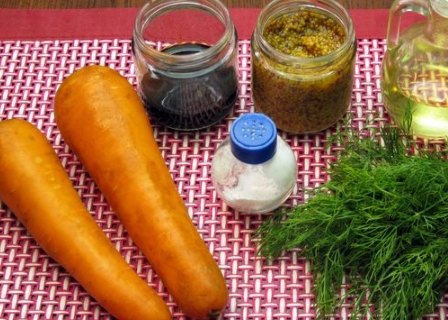 Spicy Carrot Appetizer with Mustard, Soy Sauce and Herbs step 1
