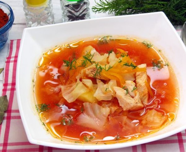 Chicken soup with Cabbage and Tomato Paste
