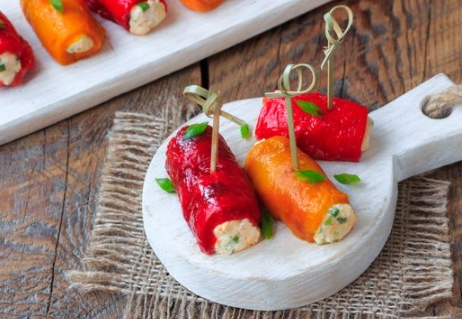 Bell Pepper Rolls with Cheese Filling