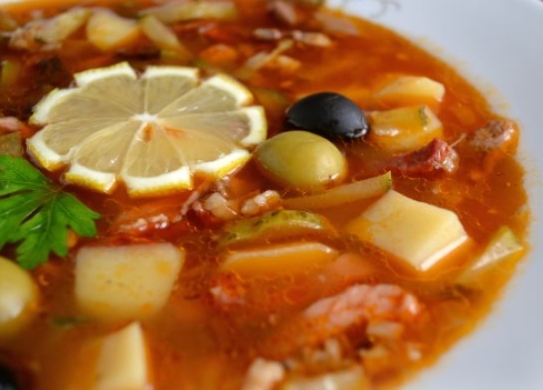 Solyanka with Smoked Prunes (in a Slow Cooker)