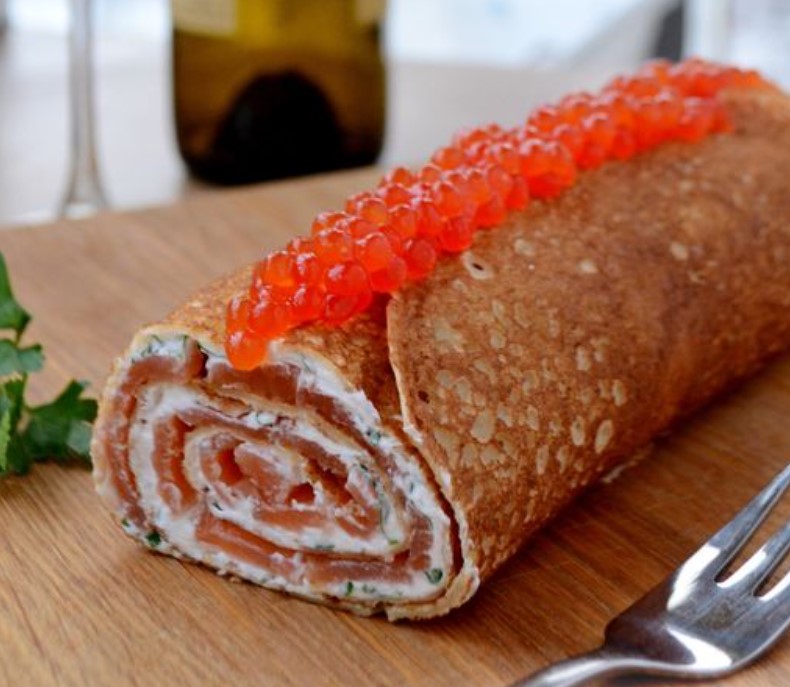 Pancake Roll with Salmon