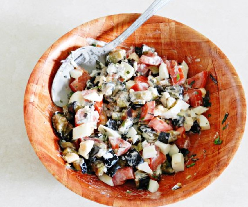 Salad with Fried Eggplant, Tomato and Egg step 10
