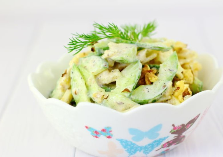 Salad with Cheese and Cucumbers