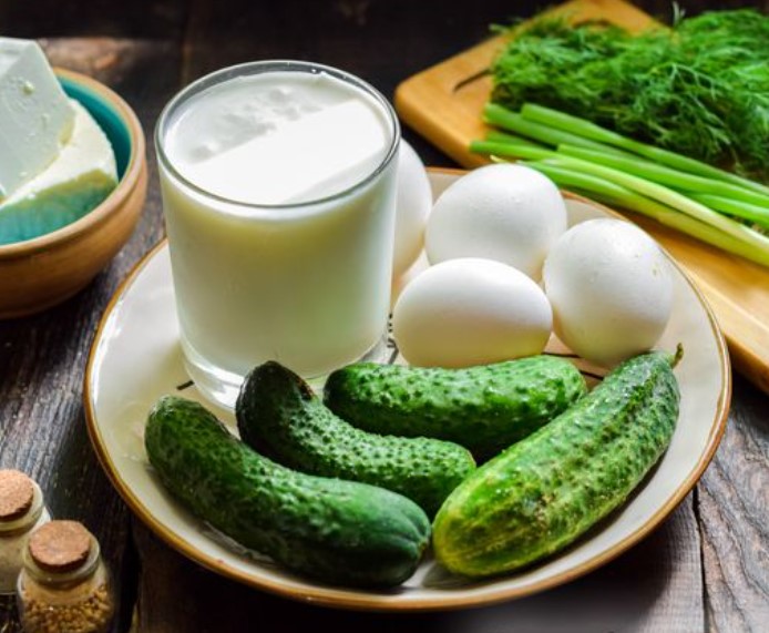 Cucumber Soup on Ryazhenka with Feta Cheese and Feta step 1