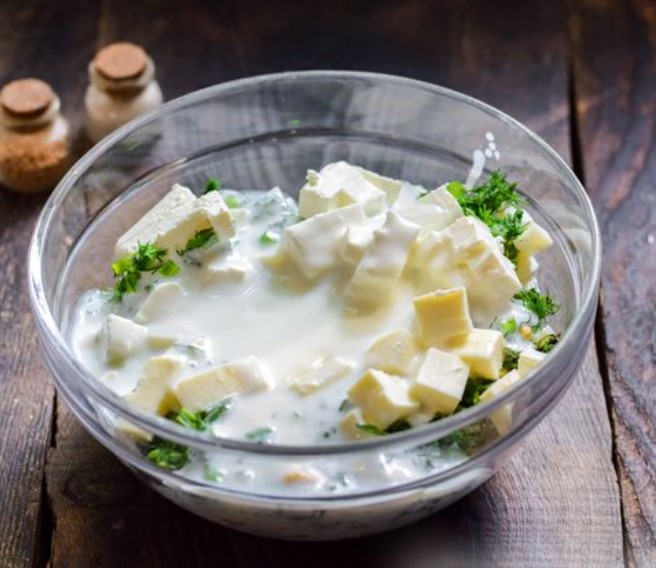 Cucumber Soup on Ryazhenka with Feta Cheese and Feta step 7