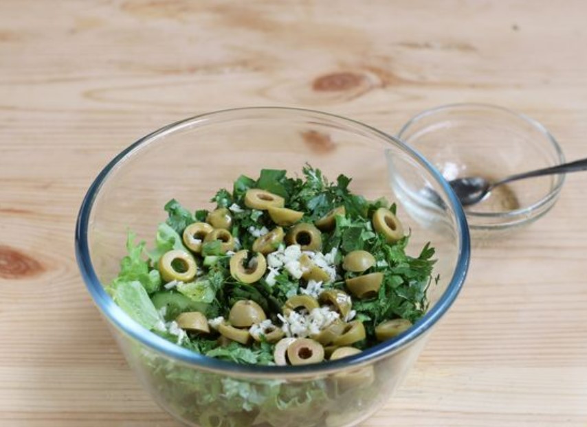 Cucumber Salad with Olives and Herbs step 7