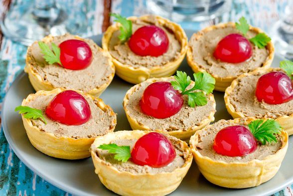 Tartlets with Liver Pate and Pomegranate Jelly
