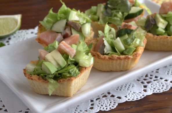 Tartlets with Pink Salmon, Mint and Avocado Salad