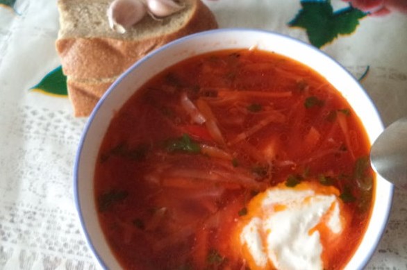Ukrainian Borscht with Pork Leg and Beans