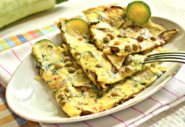 Zucchini, Egg, and Green Peas Appetizer