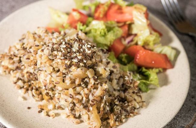 Baked Buckwheat with Feta Cheese, Flax and Sesame
