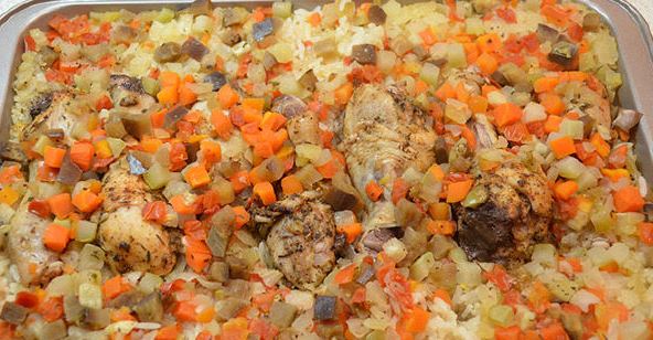 Baked Chicken Legs with Rice and Vegetables step 5