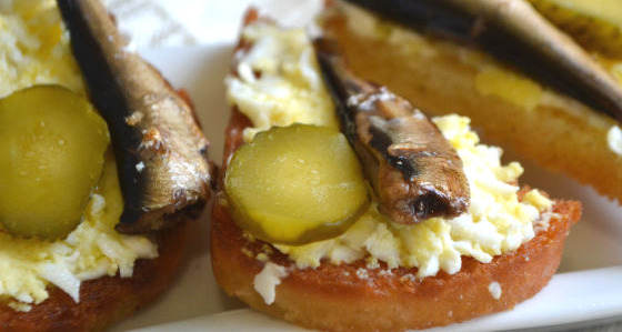 Sandwiches with Sprats, Eggs and Cucumbers