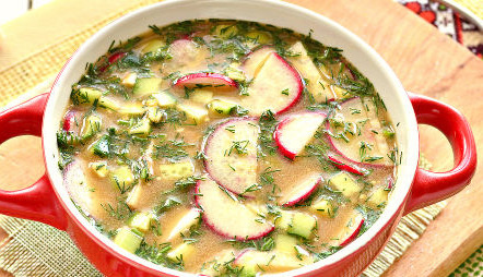 Okroshka with Crab Sticks