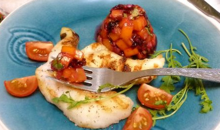 Fish with Persimmon and Cranberry Salsa