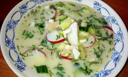Okroshka on Kefir and Carbonated Water