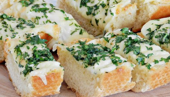 Baguette with Cheese, Garlic and Herbs